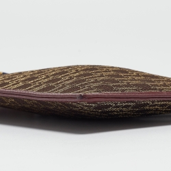 Pre Owned Carolina Herrera Burgundy/Brown Monogram Canvas and Leather Scarf Flat Pouch