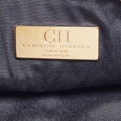 Pre Owned Carolina Herrera Burgundy/Brown Monogram Canvas and Leather Scarf Flat Pouch