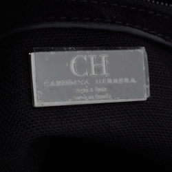 Pre Owned Carolina Herrera Gold/Black Rhinestone CH Metal Flap Bag