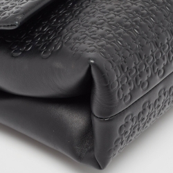 Pre Owned Carolina Herrera Black Embossed Leather Medium Camelot Bag 