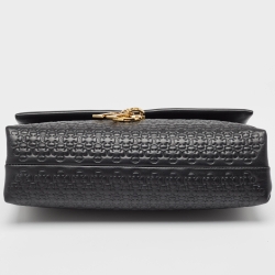Pre Owned Carolina Herrera Black Embossed Leather Medium Camelot Bag 