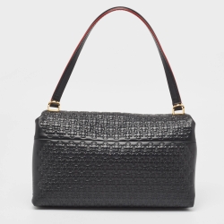 Pre Owned Carolina Herrera Black Embossed Leather Medium Camelot Bag 