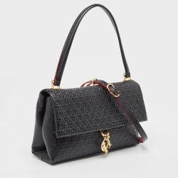 Pre Owned Carolina Herrera Black Embossed Leather Medium Camelot Bag 