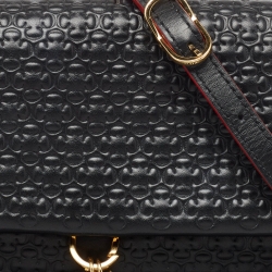 Pre Owned Carolina Herrera Black Embossed Leather Medium Camelot Bag 