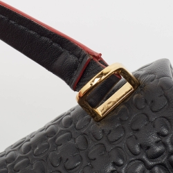 Pre Owned Carolina Herrera Black Embossed Leather Medium Camelot Bag 