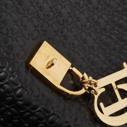 Pre Owned Carolina Herrera Black Embossed Leather Medium Camelot Bag 