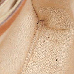 Carolina Herrera Brown Monogram Embossed Leather Push Lock Top Handle Bag
