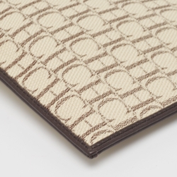 Pre Owned Carolina Herrera Brown/Beige Monogram Canvas Continental Zip Pouch with Scarf