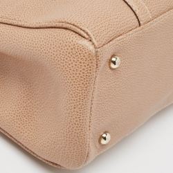 Carolina Herrera Beige Leather Double Zip Matteo Tote