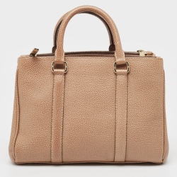 Carolina Herrera Beige Leather Double Zip Matteo Tote