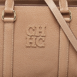 Carolina Herrera Beige Leather Double Zip Matteo Tote