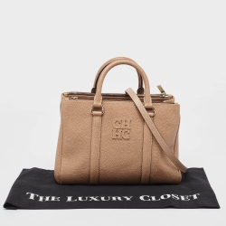 Carolina Herrera Beige Leather Double Zip Matteo Tote