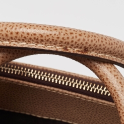 Carolina Herrera Beige Leather Double Zip Matteo Tote