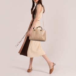 Carolina Herrera Beige Leather Double Zip Matteo Tote