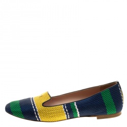 Pre Owned Carolina Herrera Multicolor Woven Tweed Ballet Flats Size 39