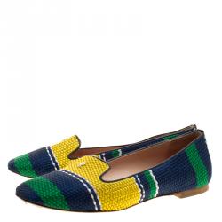 Pre Owned Carolina Herrera Multicolor Woven Tweed Ballet Flats Size 39