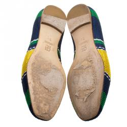 Pre Owned Carolina Herrera Multicolor Woven Tweed Ballet Flats Size 39