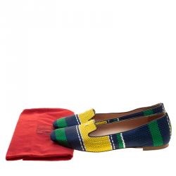 Pre Owned Carolina Herrera Multicolor Woven Tweed Ballet Flats Size 39