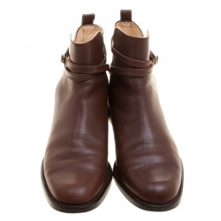 Pre Owned حذاء بوت كارولينا هيريرا كانفاس وجلد بيج/بني مقاس 38