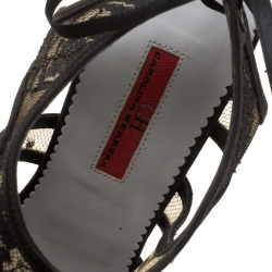 Pre Owned Carolina Herrera Black Lace Sandals Size 38