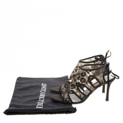 Pre Owned Carolina Herrera Black Lace Sandals Size 38