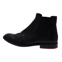 Pre Owned Carolina Herrera Black Leather Brogue Ankle Boots Size 37