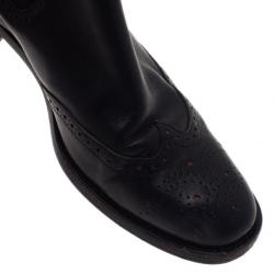 Pre Owned Carolina Herrera Black Leather Brogue Ankle Boots Size 37