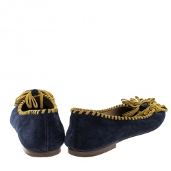 Pre Owned Carolina Herrera Two Tone Suede Whip Stitch Trim Ballet Flats Size 40