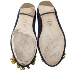 Pre Owned Carolina Herrera Two Tone Suede Whip Stitch Trim Ballet Flats Size 40