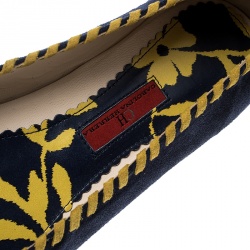 Pre Owned Carolina Herrera Two Tone Suede Whip Stitch Trim Ballet Flats Size 40