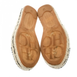 Carolina Herrera Monochrome Canvas Espadrilles Size 37