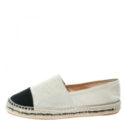 Carolina Herrera Monochrome Canvas Espadrilles Size 37