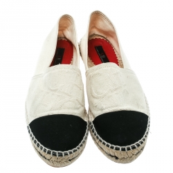 Carolina Herrera Monochrome Canvas Espadrilles Size 37