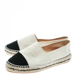 Carolina Herrera Monochrome Canvas Espadrilles Size 37