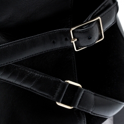 Pre Owned حذاء بوت كاحل كارولينا هيريرا كعب عريض سيور متعاكسة سويدي وجلد أسود مقاس 39