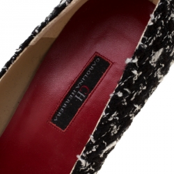 Pre Owned Carolina Herrera Monochrome Tweed Fabric And Suede Pointed Toe Pumps Size 40