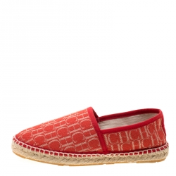 Carolina Herrera Red Monogram Canvas Espadrilles Size 35