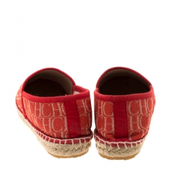 Carolina Herrera Red Monogram Canvas Espadrilles Size 35