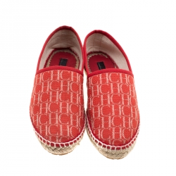 Carolina Herrera Red Monogram Canvas Espadrilles Size 35
