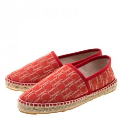 Carolina Herrera Red Monogram Canvas Espadrilles Size 35