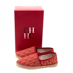 Carolina Herrera Red Monogram Canvas Espadrilles Size 35