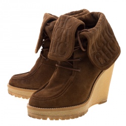 مملوكة مسبقًا بوت للكاحل كارولينا هيريرا سويدي بني كعب روكي مقاس 37