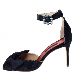 Carolina Herrera Lace And Satin Bow Ankle Strap Sandals Size 38