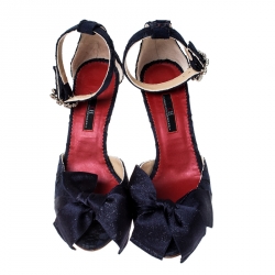 Carolina Herrera Lace And Satin Bow Ankle Strap Sandals Size 38