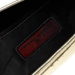 Pre Owned Carolina Herrera Metallic Gold Leather Slip On Loafers Size 37