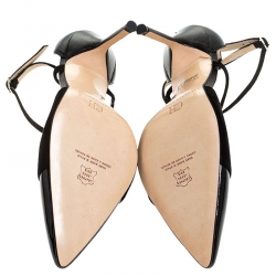 Pre Owned Carolina Herrera Black Suede and Patent Leather Criss Cross Ankle Strap Pumps Size 38