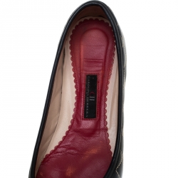 Pre Owned Carolina Herrera Black Quilted Leather Bow Ballet Flats Size 37