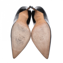 Pre Owned Carolina Herrera Black Patent Leather Pointed Toe Pumps Size 38