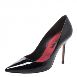 Pre Owned Carolina Herrera Black Patent Leather Pointed Toe Pumps Size 38