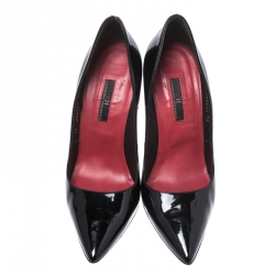 Pre Owned Carolina Herrera Black Patent Leather Pointed Toe Pumps Size 38
